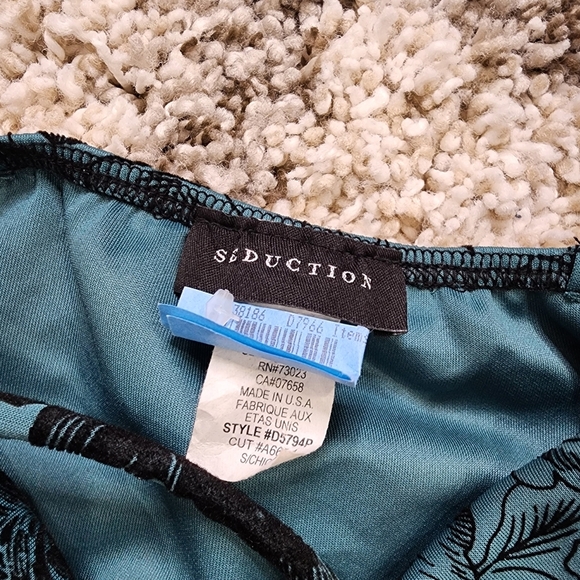 Seduction Teal and Black Velour Bodycon Dress Size Small - Picture 7 of 8
